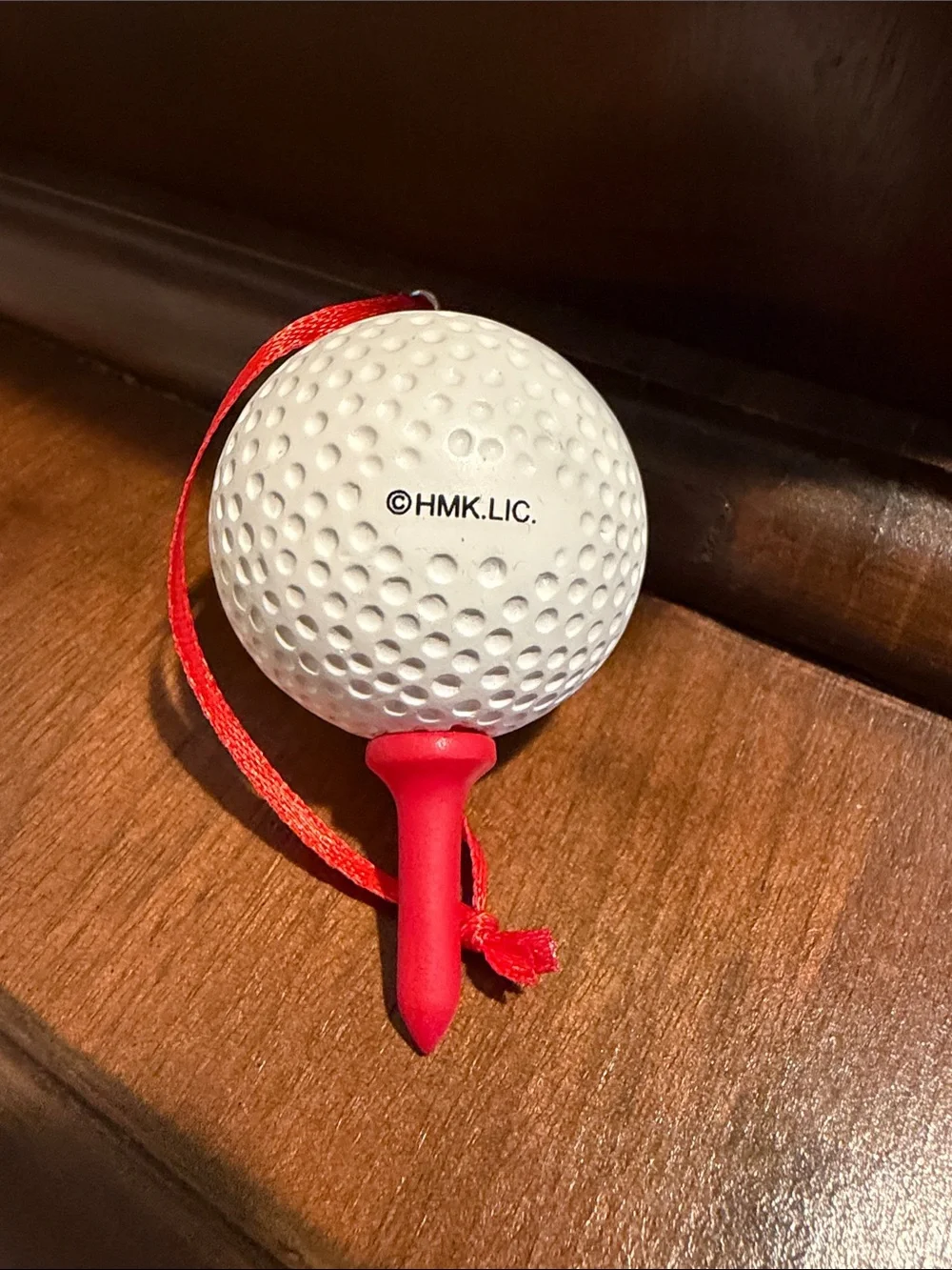 Hallmark Tee Time White and Red Golf Ball Ornament